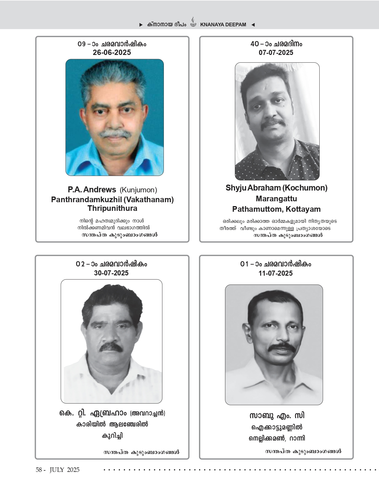 Death Anniversaries